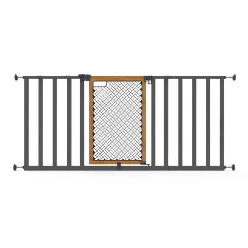 Ingenuity Thruway 60XW Series Pet and Baby Gate, Honey Oak Stained Wood and Metal, Openings from 30-60" Wide, Ages 6-24 Months