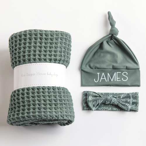 Balsam Waffle Baby Blanket Sets & Personalized Accessories