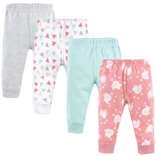 Luvable Friends Baby And Toddler Girl Cotton Pants 4pk, Girl Basic Elephant, 6-9 Months