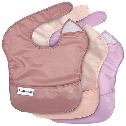 Tiny Twinkle Mess-Proof Baby Bib - Waterproof Bib for Baby Boy or Girl - PFAS, PVC, BPA, Phthalate Free - Baby Food Bibs