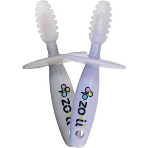 ZoLi Chubby Gummy teether | 2 Pack Baby Teething Relief - Lilac/Grey, BPA Free Teething Stick