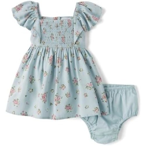 The Children's Place Baby Girls' and Newborn Short Sleeve Ruffle Dress