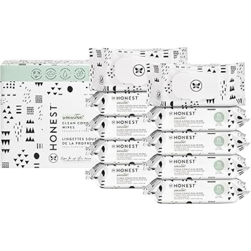 The Honest Company Clean Conscious Multi-Use Wipes | Hypoallergenic + Unscented for Sensitive Skin | Over 99% Water, Compostable, Plant Based, Baby Wipes | Pattern Play, 720 Count