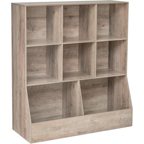 Toy Storage Organizer, Kids Cubby Cabinet with Bookshelf, 8-Cube
