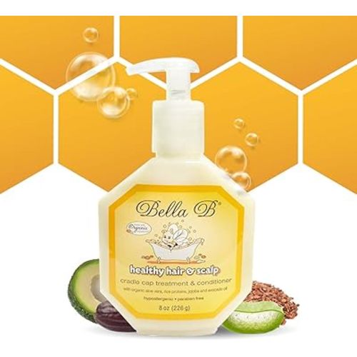 Bella B Naturals Healthy Hair & Scalp Baby Cradle Cap Treatment 8 oz - Cradle Cap Treatment For Babies - Baby Conditioner Silky - Cradle Cap Treatment For Toddlers - Natural Conditioner For Babies