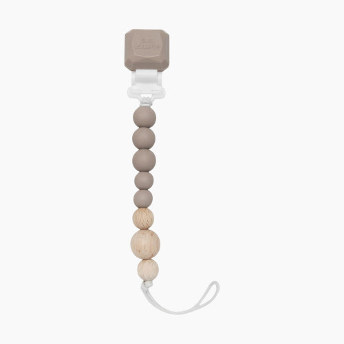 Loulou Lollipop Color Pop Silicone and Wood Pacifier Clip - Mushroon