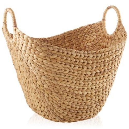 Casafield Large Boat Basket with Handles - Natural, Water Hyacinth Woven Storage Tote for Blankets, Laundry, Bathroom, Bedroom, Living Room