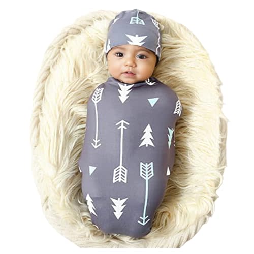 Galabloomer Newborn Swaddle Blanket with Beanie Set Baby Boy Receiving Blanket Rainbow
