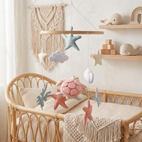 Sea Turtle Crib Hanger, Ocean Nursery Decor, Handmade Coastal Baby Nursery Gift
