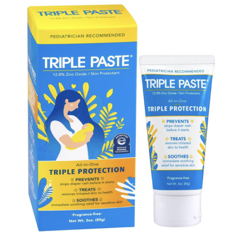 Triple Paste Diaper Rash Cream for Baby - 3 oz Tube - Zinc Oxide Ointment Treats, Soothes and Prevents Diaper Rash - Pediatrician-Recommended Hypoallergenic Formula with Soothing Botanicals