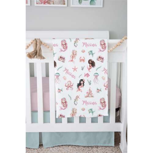 Mermaid Personalized Blanket, Under The Sea, Girl Name Blanket, Toddler Child Blanket, Mermaid Nursery, Mermaid Baby Shower, Swaddle Blanket