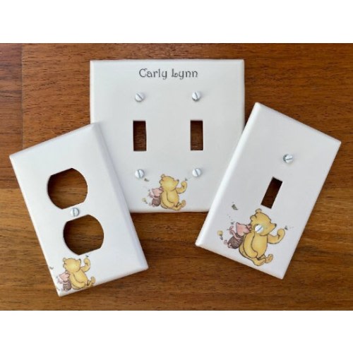 Classic Winnie the Pooh Light switch plate cover // PERSONALIZED // Piglet baby nursery // FAST SHIP!