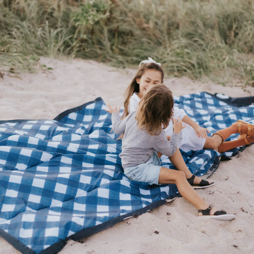 Little Unicorn Outdoor Blanket - Navy Plaid, 5 X 10 Ft
