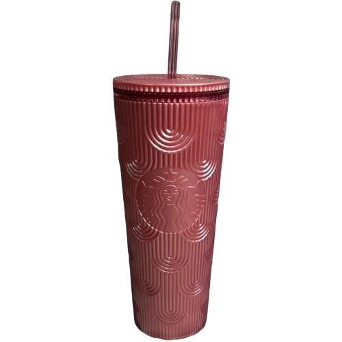 Starbucks Dusty Rose Pink Shimmer Shell Mermaid Scales Cold Cup Tumbler 24 oz Venti