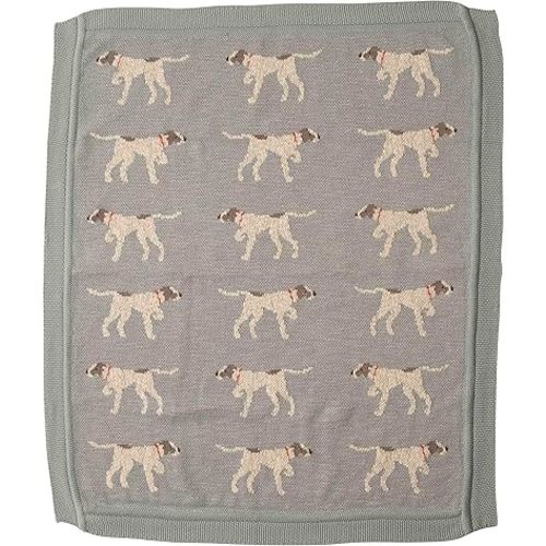 Creative Co-Op DF2527 40" L x 32" W Cotton Knit Baby Dog Blanket, Blue, Small
