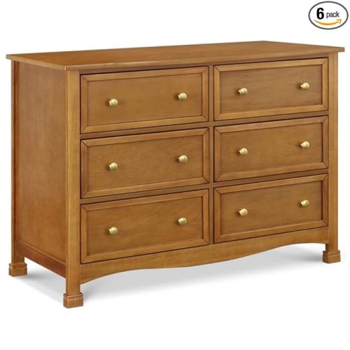DaVinci Kalani 6-Drawer Baby Dresser for Nursery - Wooden Double Chest of Drawers for Kids, Boys & Girls - Multi-Purpose Storage Dresser for Bedroom, Living Room & Hallway - Easy to Assemble, Chestnut