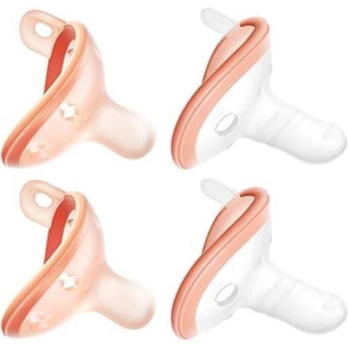 Baby Pacifiers 0-6 Months, Lightweight and Breathable, One-Piece Design, BPA-Free Silicone Pacifier for Babies (4pcs)