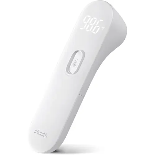 iHealth No-Touch Forehead Thermometer, Infrared Digital Thermometer for Adults and Kids, Touchless Baby Thermometer, 3 Ultra-Sensitive Sensors, Large LED Digits, Quiet Vibration Feedback, Non Contact