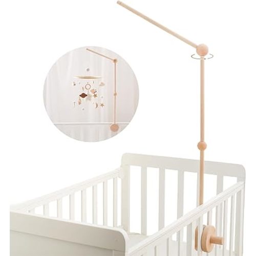 Baby Crib Mobile Arm - 36 Inch Wooden Mobile Arm Upgraded Adjustable Mobile Holder for Crib Mobile Hanger Baby Crib Attachment Nursery Decor