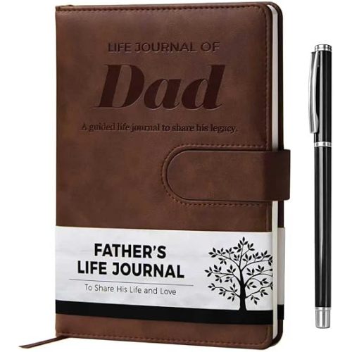 Dad I Want to Know Your Life Story Leather Journal (Hardcover) - Christmas or Birthday Gifts for Dad - Guided Journal to Share His Life Story - Ideal Gifts for Fathers Day from Daughter Son