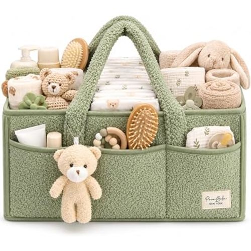 PeraBella Diaper Caddy Organizer for Changing Table, Storage Basket for Wipes, Gift for Baby Shower, Car Organizer, Nursery Organizer, Portable Storage