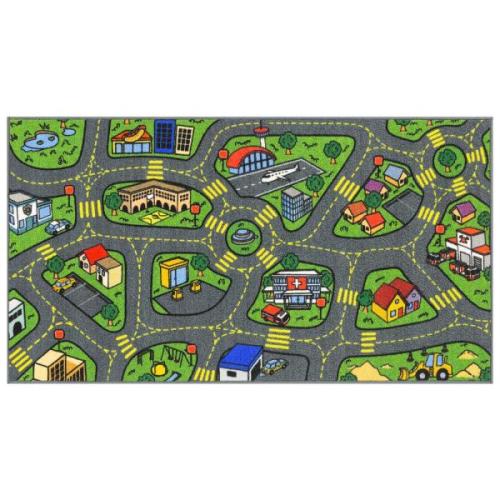 Multi-Color Kids and Children Bedroom and Playroom Retro City Traffic Car Road Educational and Game 2 ft.x5 ft. Area Rug