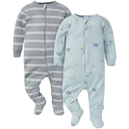 Gerber Unisex Baby 2-pack 2-way Zip Textured Sleep 'N Play