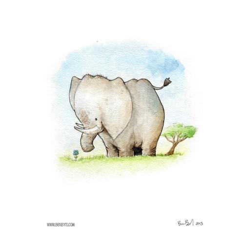 Elephant Watercolor Print