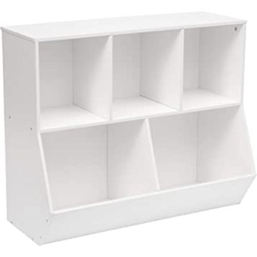 HOOBRO Kids Bookshelf, Bookcase Footboard, Toy Storage Cubby, Children's Toy Shelf, 35.4" L Toy Storage Cabinet, Fit for Children's Room, Playroom, Hallway, Kindergarten, White WT32CW01
