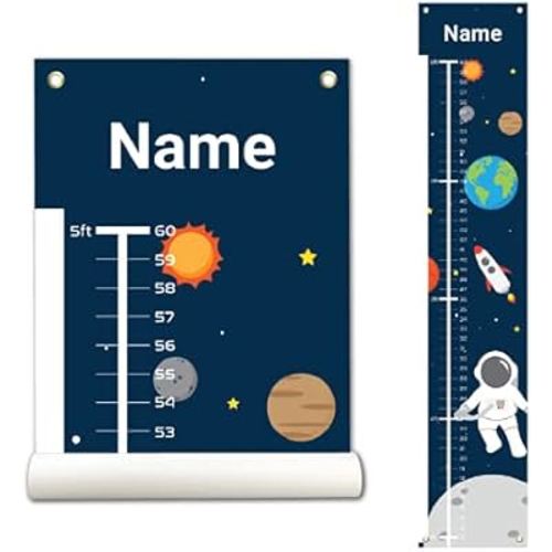 Personalized Kids Canvas Growth Chart, Kids Height Chart, Growth Chart Banner, Astronaut, Space