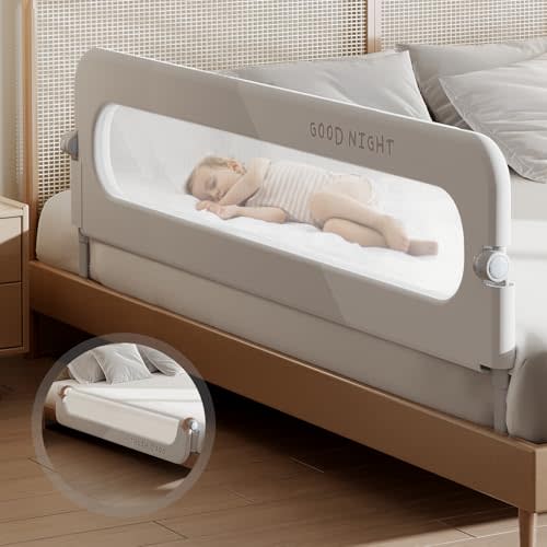 Foldable Toddler Bed Rails - Kids Guard Bumper for Crib Safe Bed Side Rail for Twin Queen King Full Size Beds（48inch）