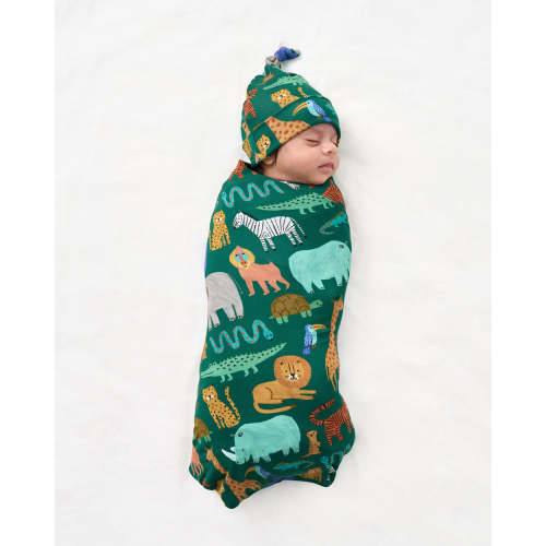 Wild Zoo Swaddle & Hat Set | Little Sleepies