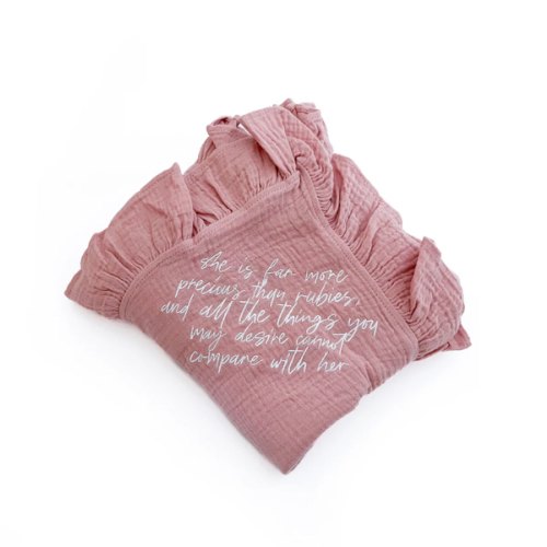 She is Far More Precious Ruffle Swaddle Blanket – OUR HOUSE ABOVE