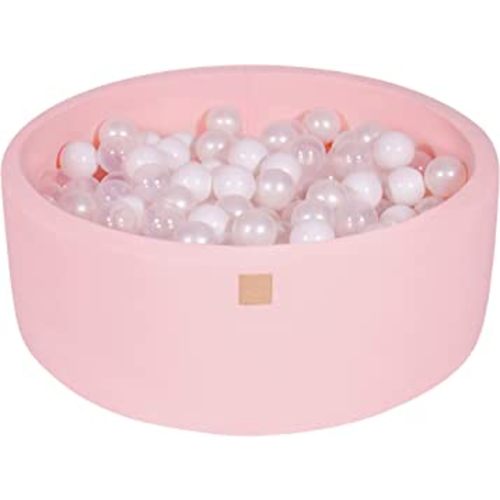 MEOWBABY Baby Ball Pool – Ball Pits 90 x 30 cm for Children with 200 Balls – Children's Cotton Ball Pool, Light Pink