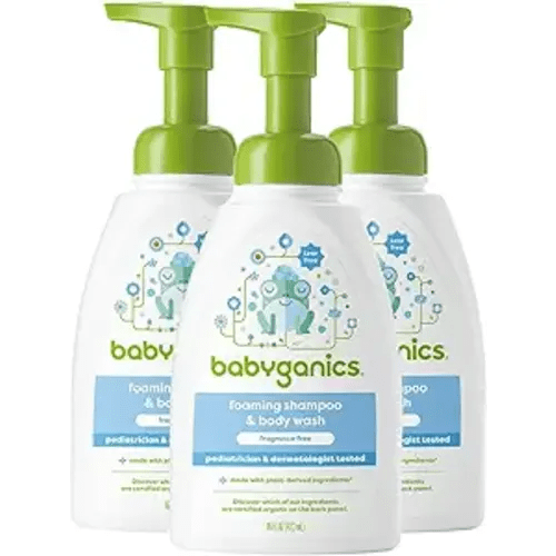 Babyganics Baby Shampoo + Body Wash Pump Bottle, Fragrance Free, 16oz, 3 Pack