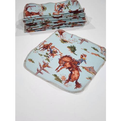 15 count Cowboy Baby Wipes / Reusable Cloth Wipes