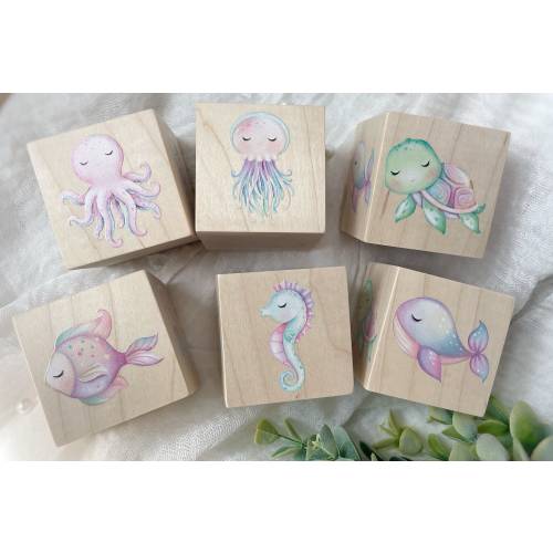 Ocean Nursery Decor - Ocean Theme Baby Gift - Under the Sea, Beach Inspired Decor Wooden Blocks
