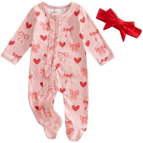 ZAXARRA Newborn Baby Girl Clothes Cute Print Long Sleeve Romper One Piece Jumpsuit Infant Fall Winter Outfits