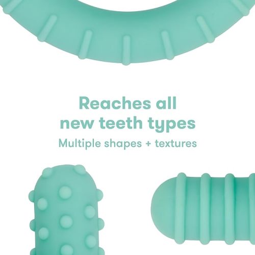 Frida Baby Get-A-Grip BabyTeether for Teething Relief | 100% Food-Grade Silicone Teething Toys for Baby 0-6, 12, 18 Months Infant, BPA-Free, PVC-Free | Teal - Muted Teal