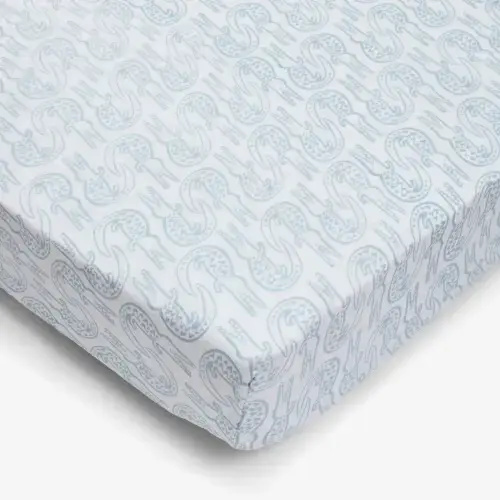 Organic Cotton Crib Sheets by Lewis - Alligator in Bay Blue