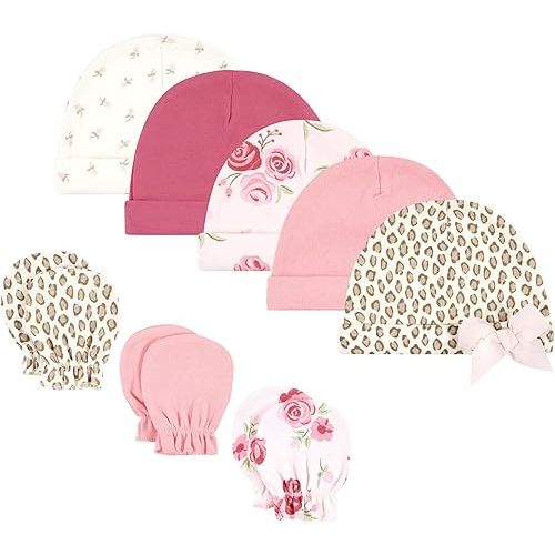 Hudson Baby Unisex Baby Cotton Cap and Scratch Mitten Set