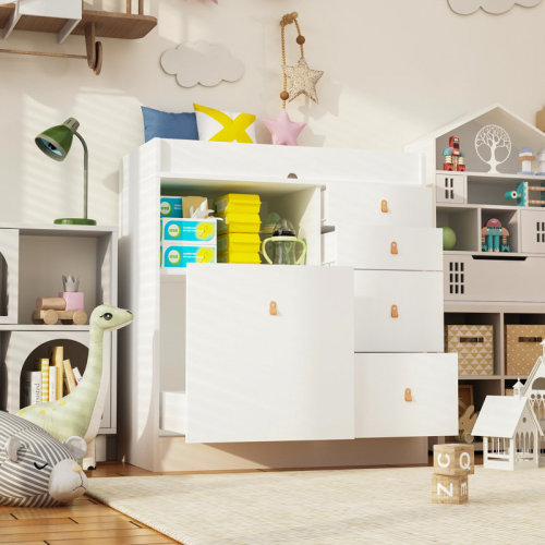 Latitude Run® 5-Drawer 1-Shelf Changing Table Dresser With Modern Design | Wayfair