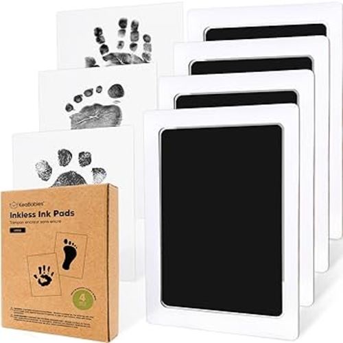4-Pack Inkless Hand and Footprint Kit - Ink Pad for Baby Hand and Footprints - Dog Paw Print Kit,Dog Nose Print Kit - Baby Footprint Kit, Clean Touch Baby Foot Printing Kit (Jet Black, L)