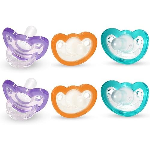 RaZbaby Jollypop Pacifier for Newborns & Up, USA Made, Natural Shaped Orthodontic Binky, Lovingly Shared in NICUs & Hospitals Worldwide, Medical-Grade 100% BPA-Free - 0-3 Months, 6 Pack - Variety