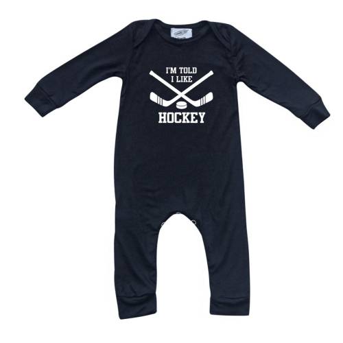 I’m Told I Like Hockey Long Sleeve Silky Baby Romper for Boys and Girls- Gender Neutral,Baby Shower, newborn gift, first outfit, sports