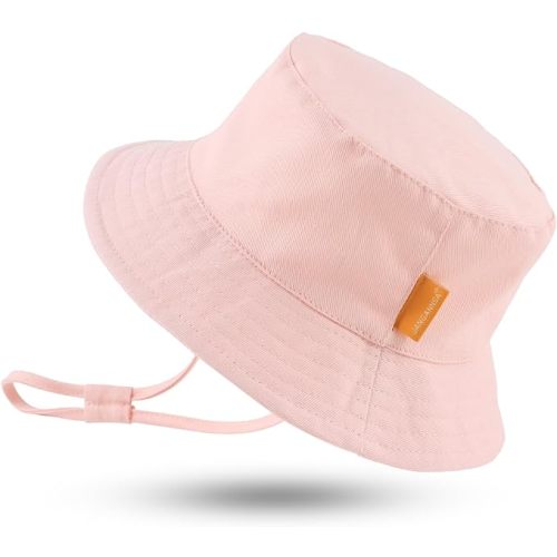 Cotton Baby Sun Hat Infant Toddler Boys Girls Bucket Hats Summer Sun Protection Kids Beach Caps - 3-6 Months - Pink