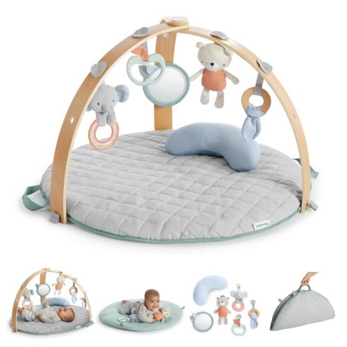 Ingenuity Cozy Spot Duvet Activity Baby Play Gym with Self-Storage, Machine Washable Mat - Loamy, Newborn and up