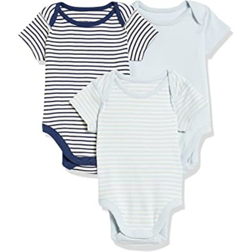Moon and Back by Hanna Andersson Unisex Babies' Organic Cotton Short-Sleeve Bodysuit, Pack of 3