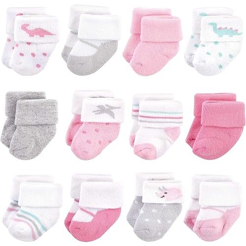 Hudson Baby Baby Girls' Cotton Rich Newborn and Terry Socks