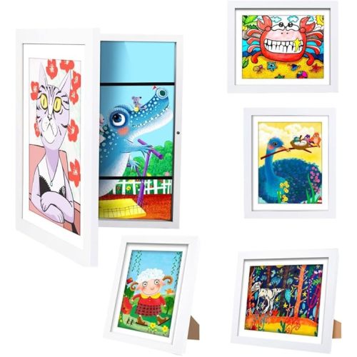 [2-Pack]Kids Artwork Frames Changeable - Kids Art Frame,Kids Art Frames Front Opening Holds 150,Children Art Projects Kids Art Frames,10x12.5 Picture Frame for Display Kid Art Work,With Storage(White)